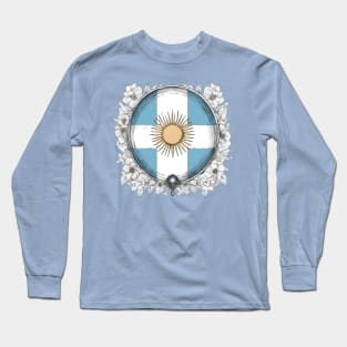I love Argentina Flag Design with flowers Long Sleeve T-Shirt